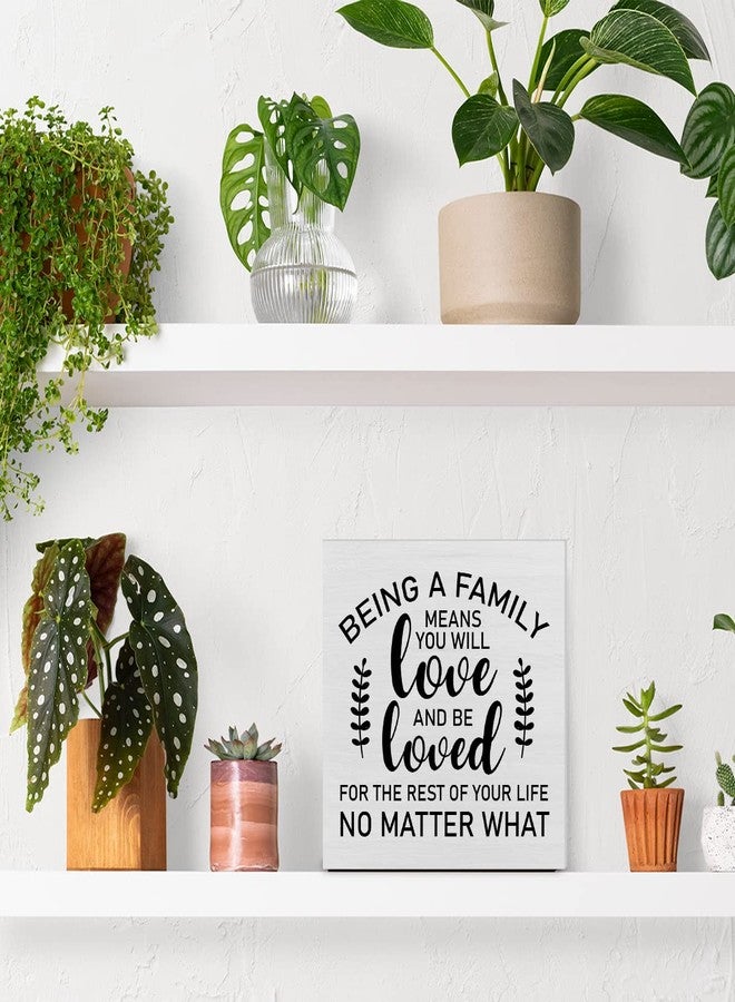 PIXCEOS Family Quote Decorative Wooden Box Sign Being a Family Means You Will Love and be Loved Wood Block Plaque Decor Rustic Shelf or Wall Display for Home Living Room Bedroom - Image 4